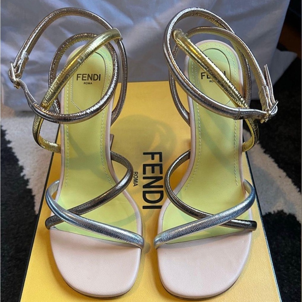 FENDI Metallic Nappa Fendi First Sandals